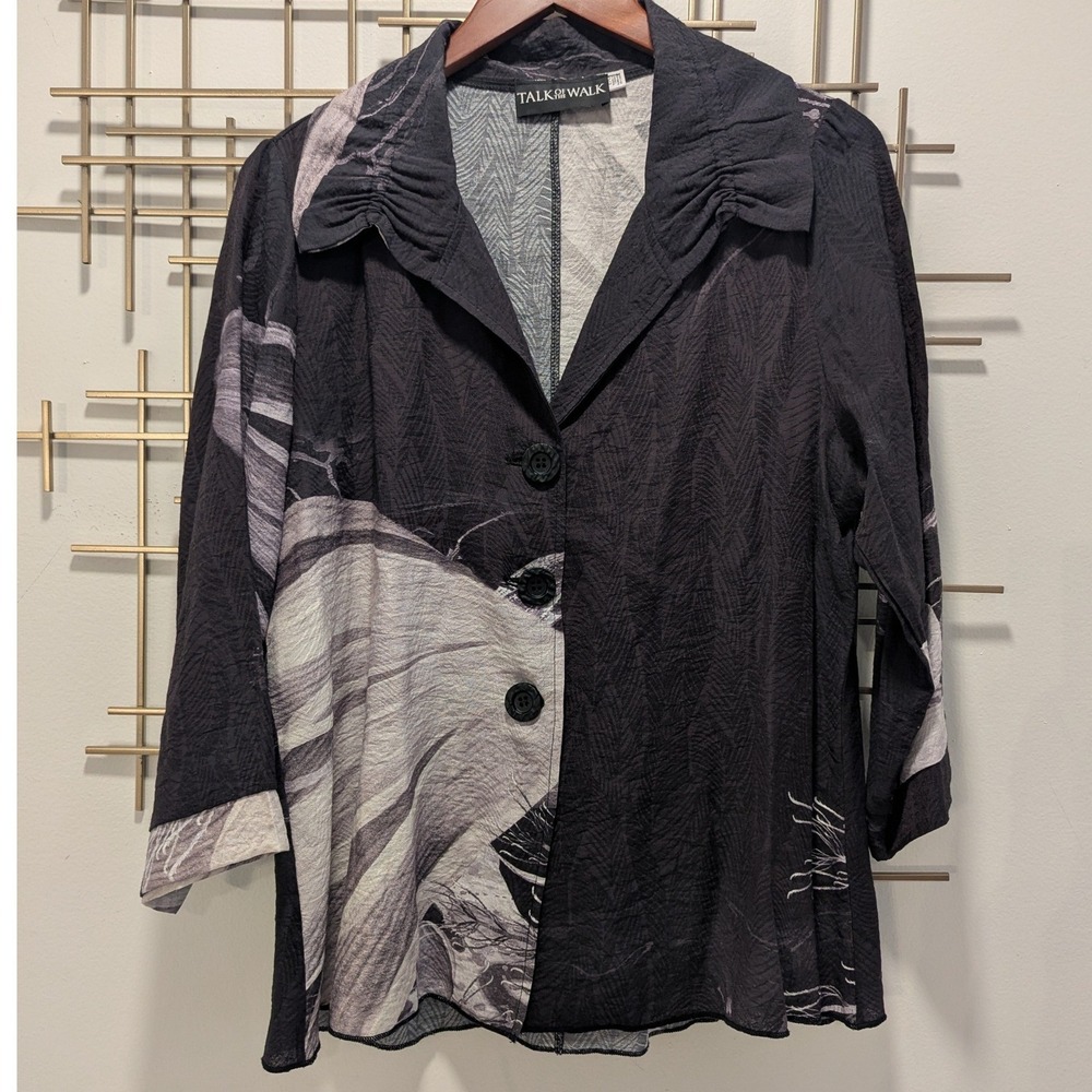 Talk of the Walk Abstract Print Blouse 3/4 Sleeve Women's Size‎ L